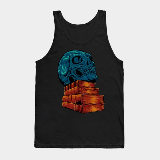 Skulls on books - Dark Academia Tank Top by Modern Medieval Design